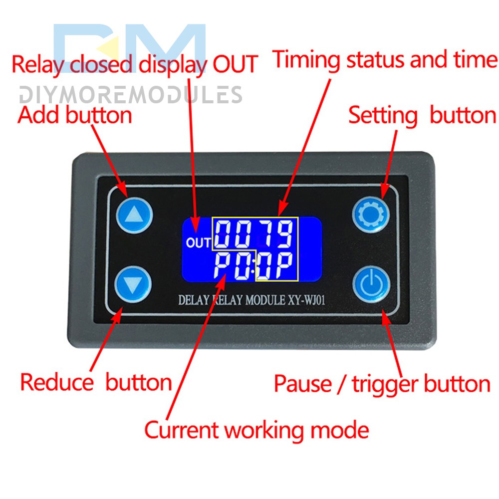WJ01 Digital LCD Display Cycle Timing Circuit Switch 1CH Delay Relay Module