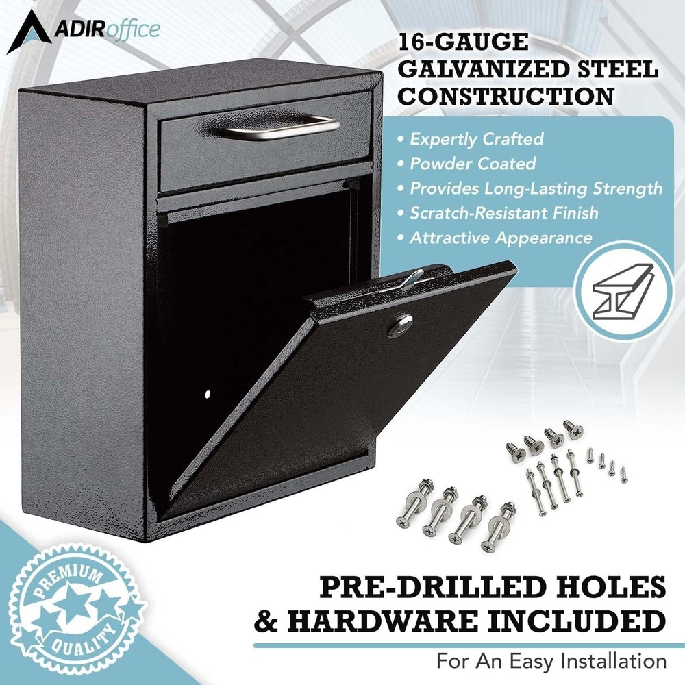 Wall Mount Mailbox Mailbox W/ Lock & Keys- Durable Wall Mounted Locking Mailbox
