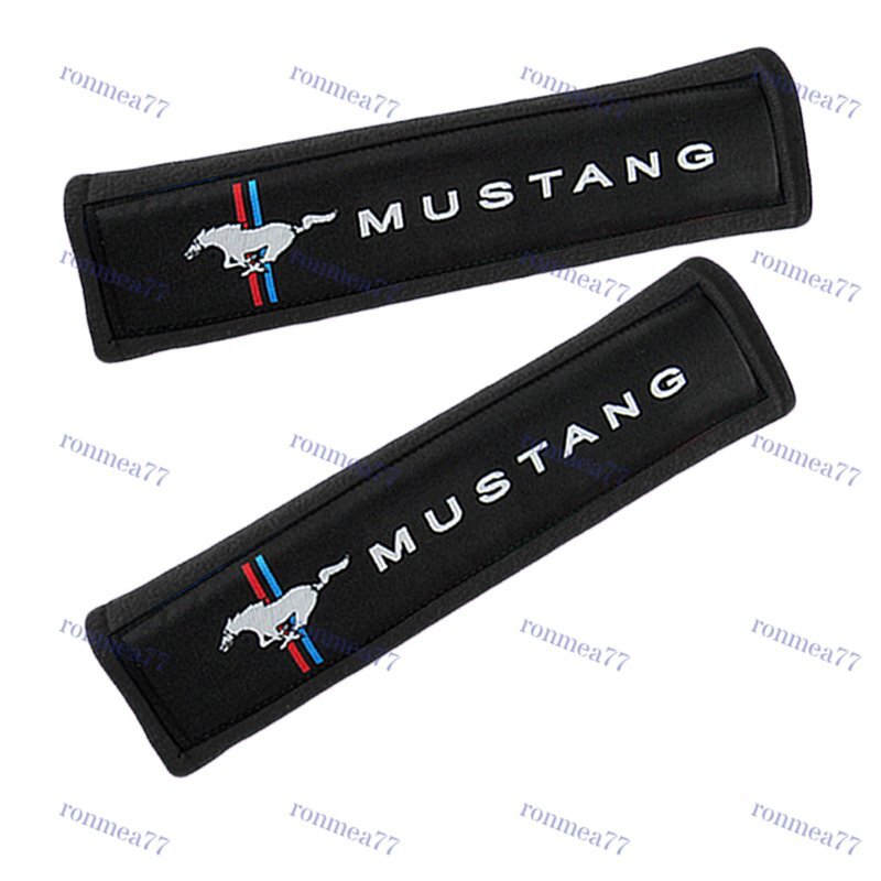 2PCS Black Soft Car Seat Belt Shoulder Cushion Cover Pad Fit For Mustang Auto