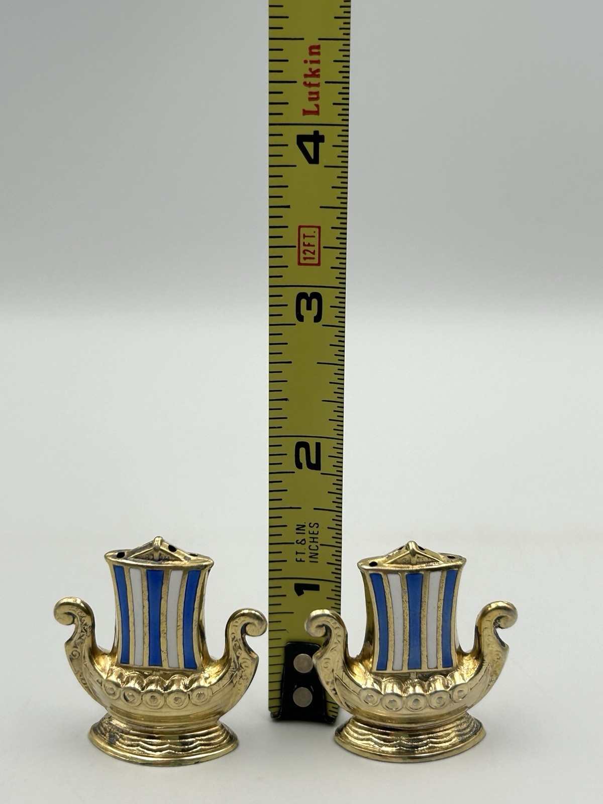 Antique Sterling Silver 925 Viking Ship Salt & Pepper Shakers Norway Holmsen