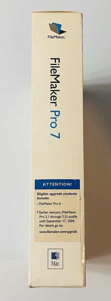 FileMaker Pro 7 Upgrade Retail Box 2004 Mac/Win Multilingual Complete