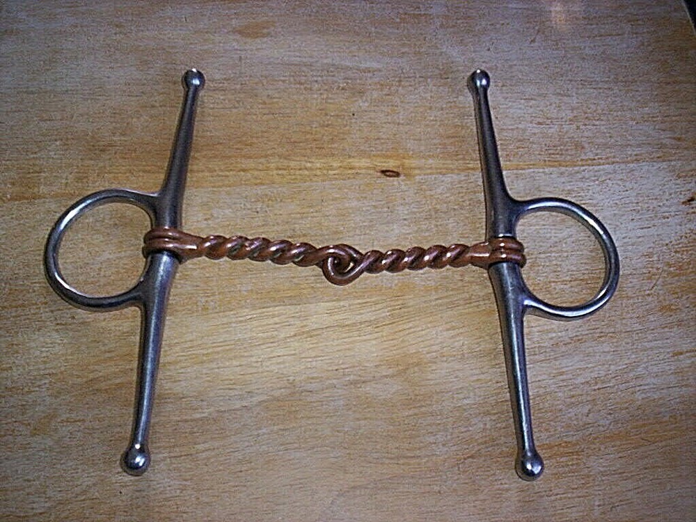 Used Stainless Full Cheek Copper Twisted Wire Snaffle Bit  5" Mouth