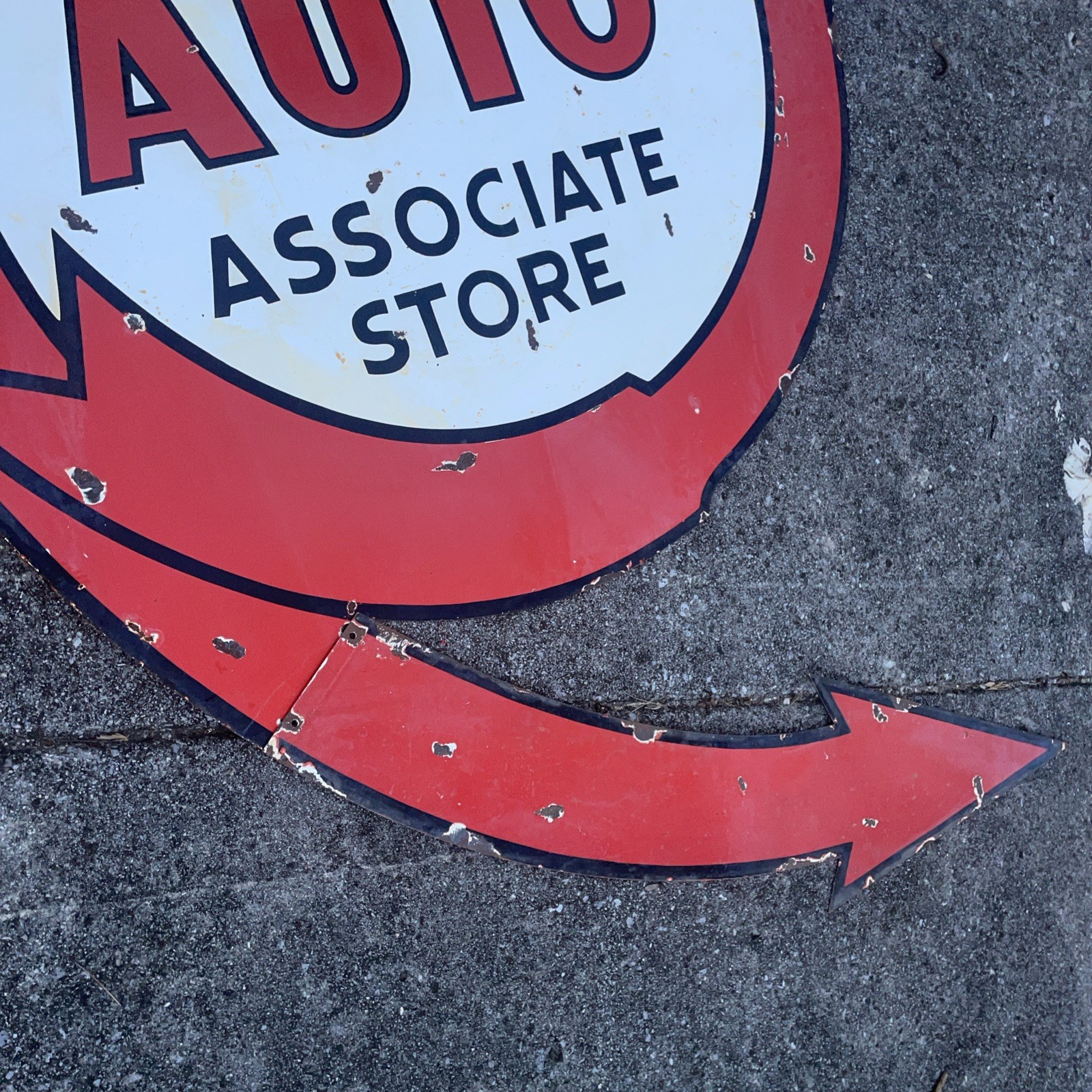 Large 76” Original 3 Piece Western Auto Porcelain Sign