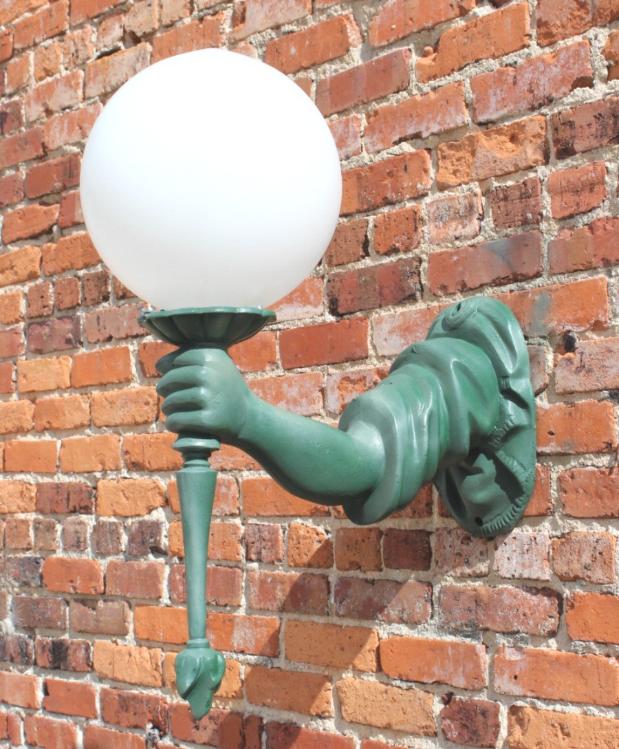 Statue of Liberty Torch Bearing ARM Wall Sconce and Shade