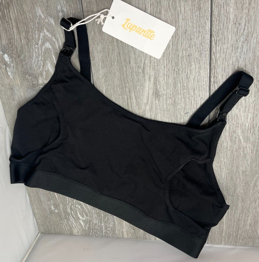 Lupantte Adjustable Strap Nursing Bra, Black Size XL