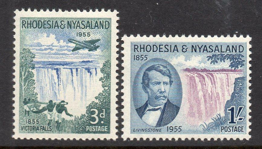 RHODESIA & NYASALAND MNH 1955 SG16-17 Victoria Falls