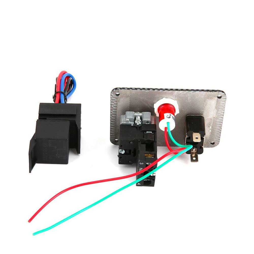 12V Carbon Ignition Switch Panel Engine Start Push Button LED Toggle Racing Car