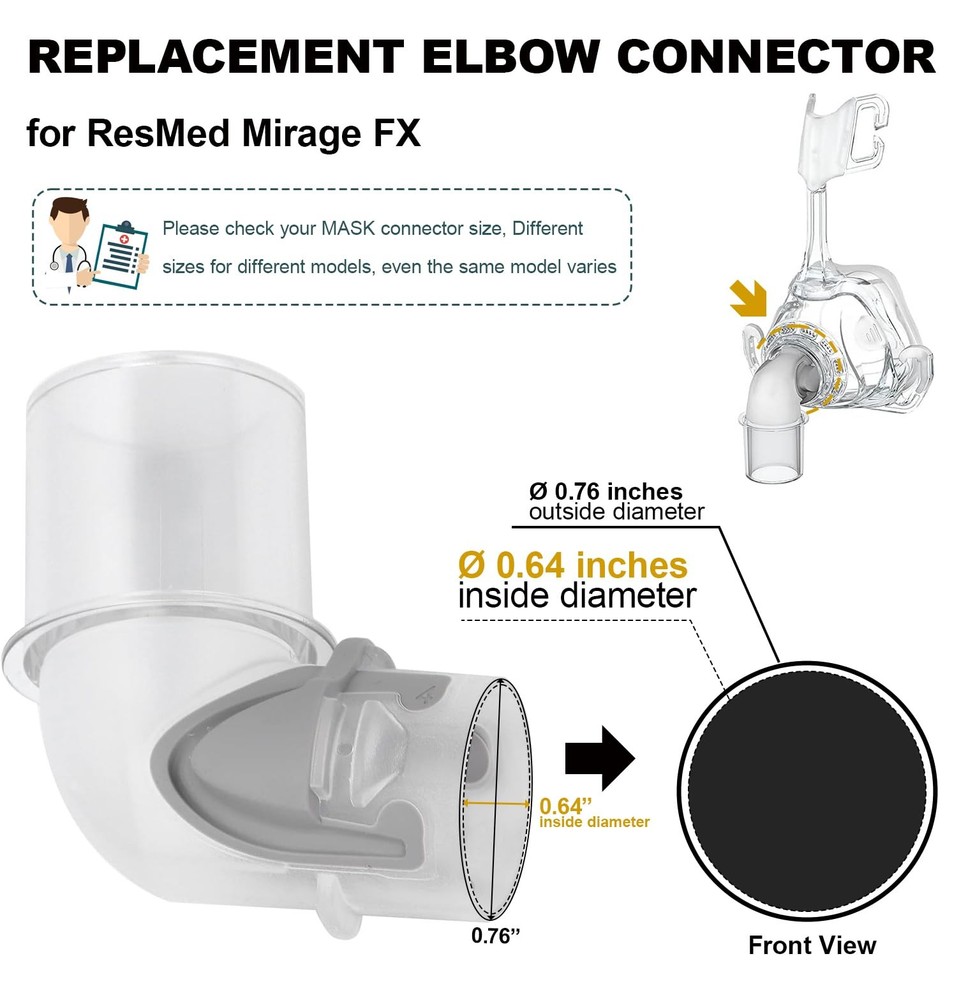 Mirage FX Replacement Elbow Connector Assembly for Nasal CPAP