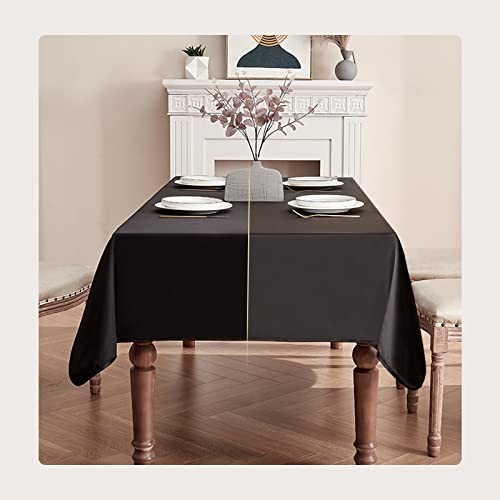 Rectangle 118" x 57" (Rectangular) Black-reversible-satin & Peach Skin
