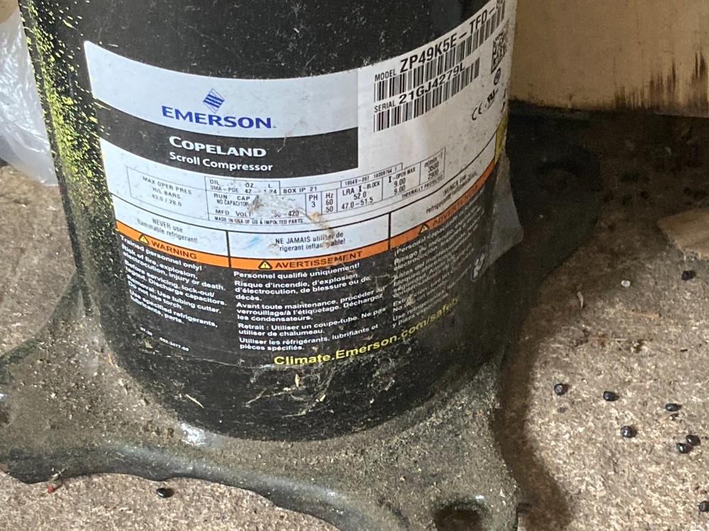 Copeland (MODEL: ZP49K5E‑TFD‑800) High‑Efficiency Scroll Compressor