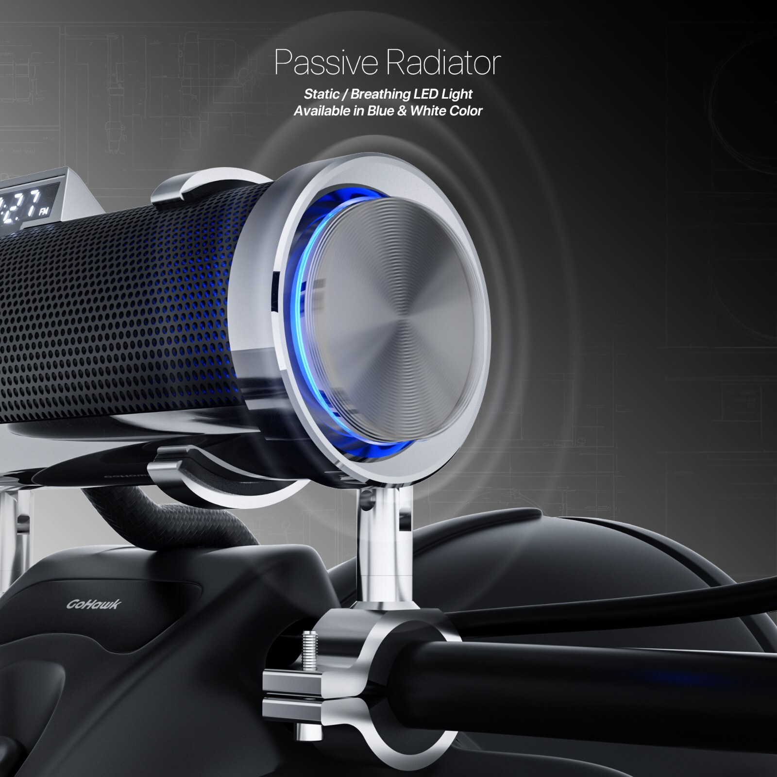 Waterproof Bluetooth Motorcycle Stereo Speaker Soundbar Audio MP3 System Chrome