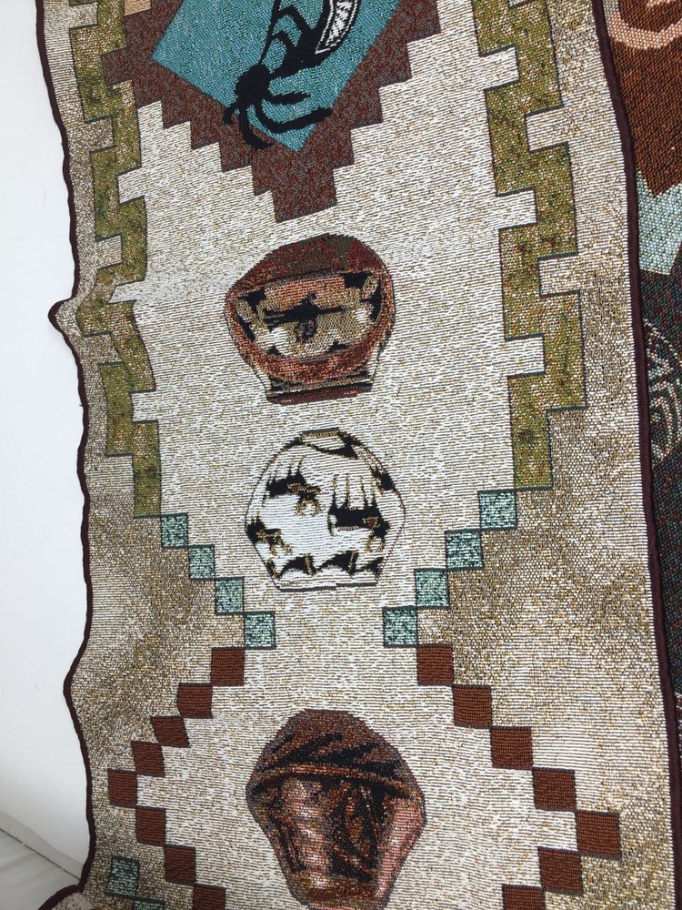 Long Patterned Southwestern Tapestry Table Runner with Tassels