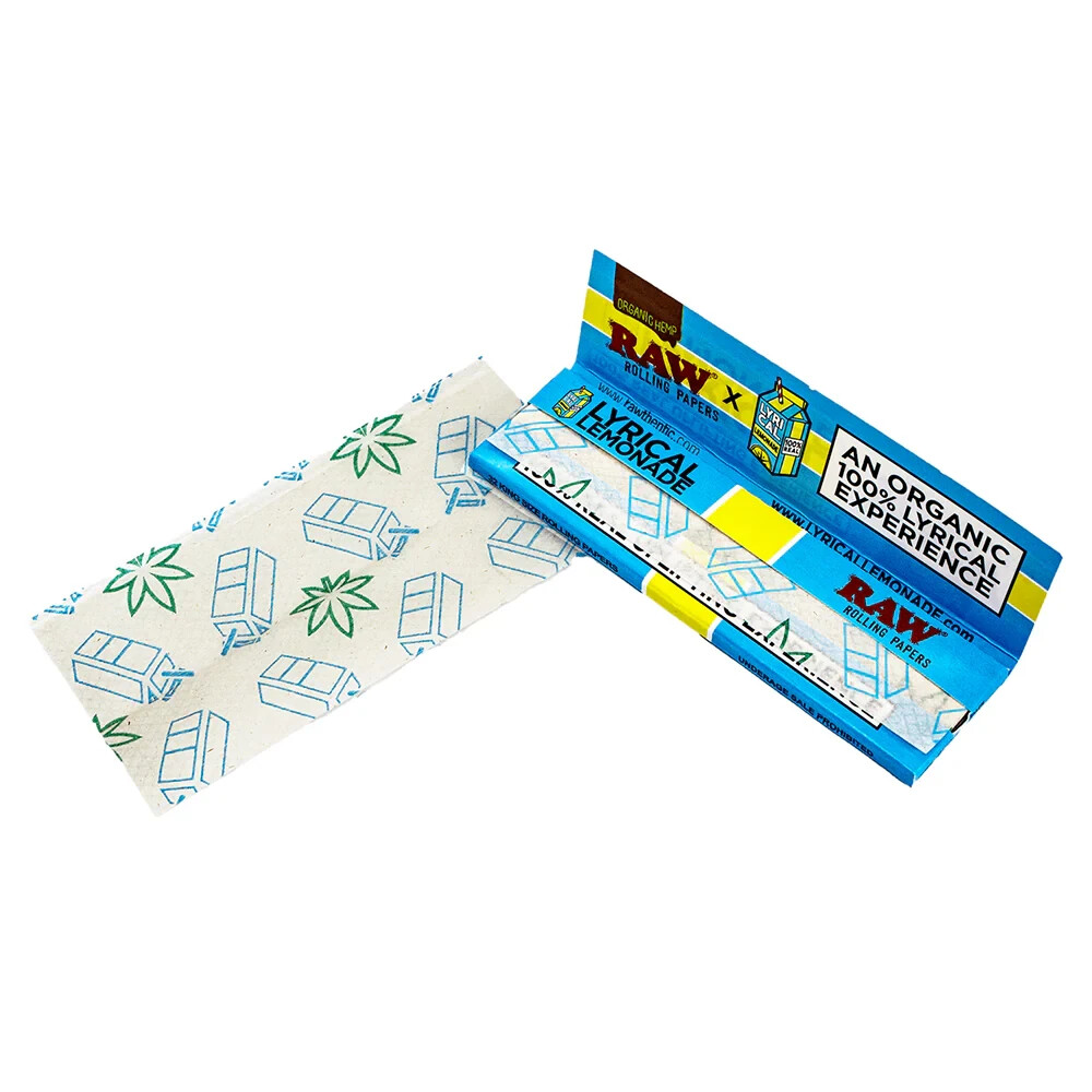 🤤 5 X RAW LYRICAL LEMONADE KING SIZE WIDE ORGANIC HEMP ROLLING PAPERS 🔥 NEW 🔥
