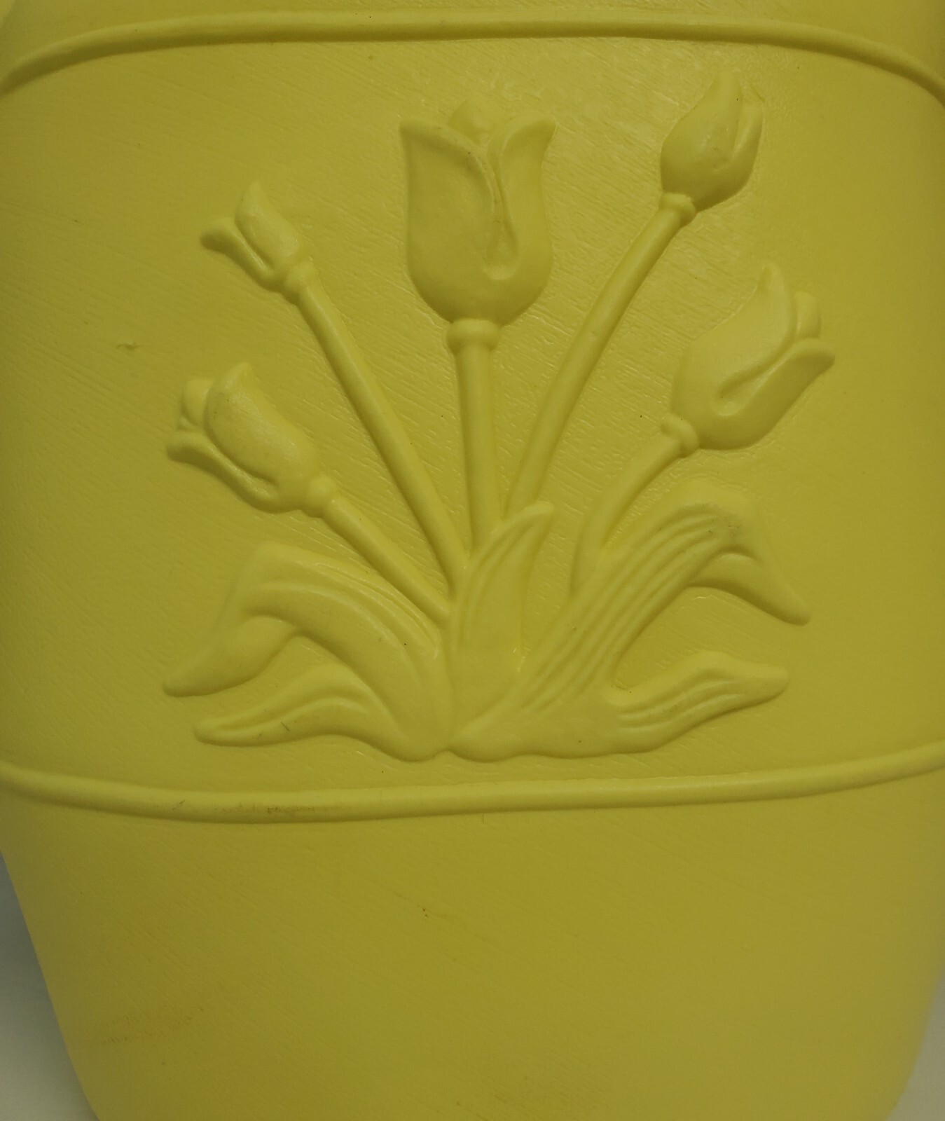 Union Products 1989 Yellow Blow Mold Watering Can W/Flowers Made In USA