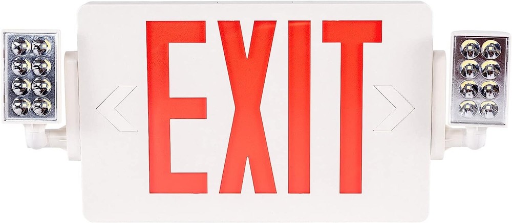 4 Pack LED Exit Sign Emergency Combo Light with Adjustable Two Head Battery UL