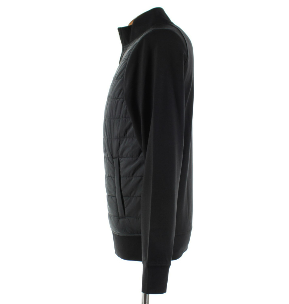 Patrick Assaraf NWOT Quilted Mixed Media Jacket Size Large In Solid Black