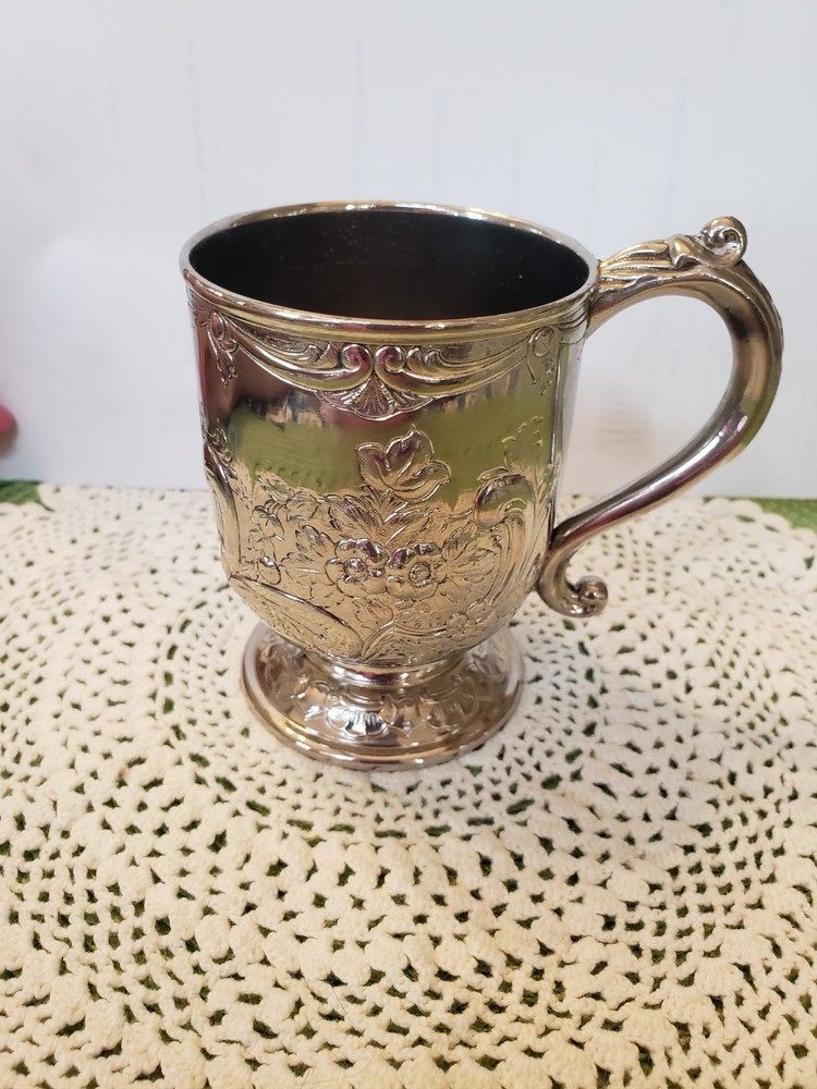 Corbell And Co. Repousse Silverplate Cup Detailed Very Heavy Excellent Condition