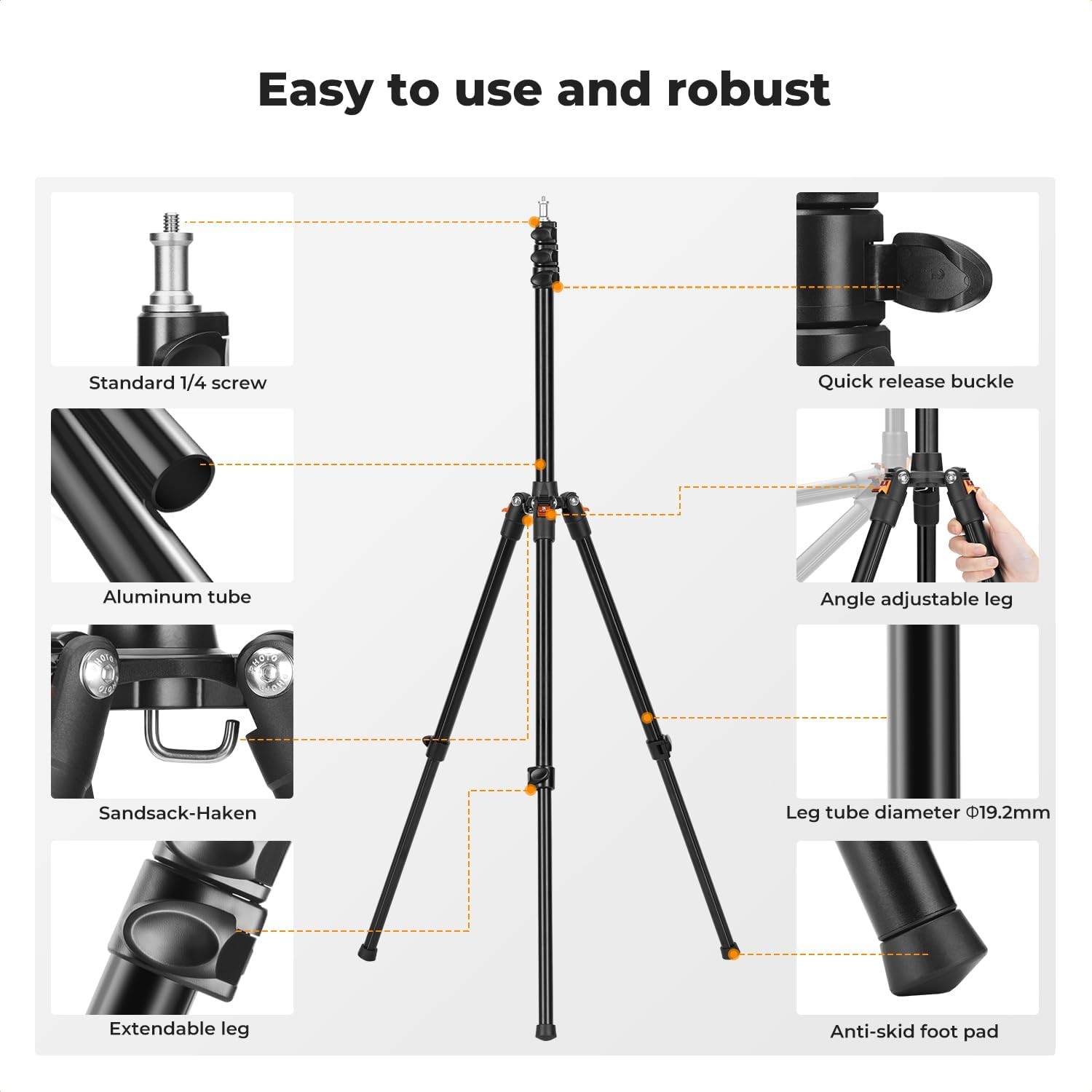 K&F Concept Extendable Photography Stand fr Strobe Light/Webcams/Cameras/Softbox