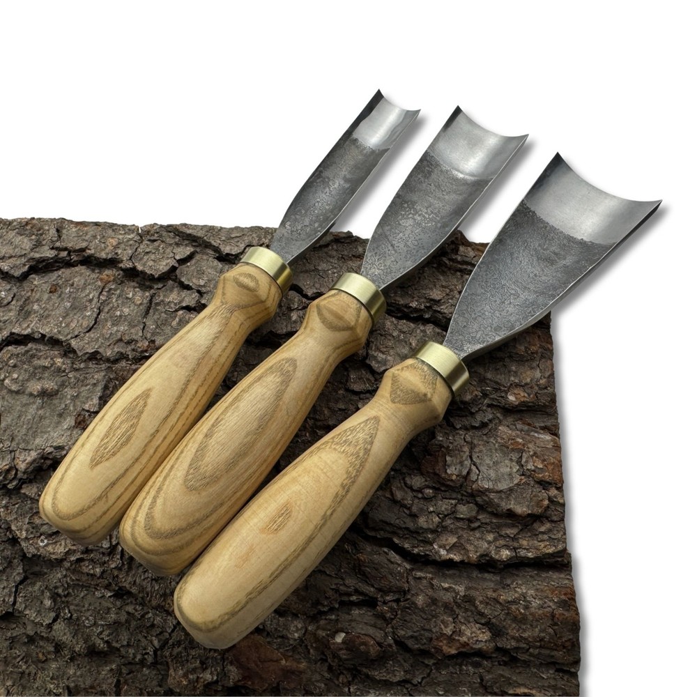 Wood Carving Gouges – Hand-Forged 52100 Steel Blades, Ash Handles, Custom Sizes