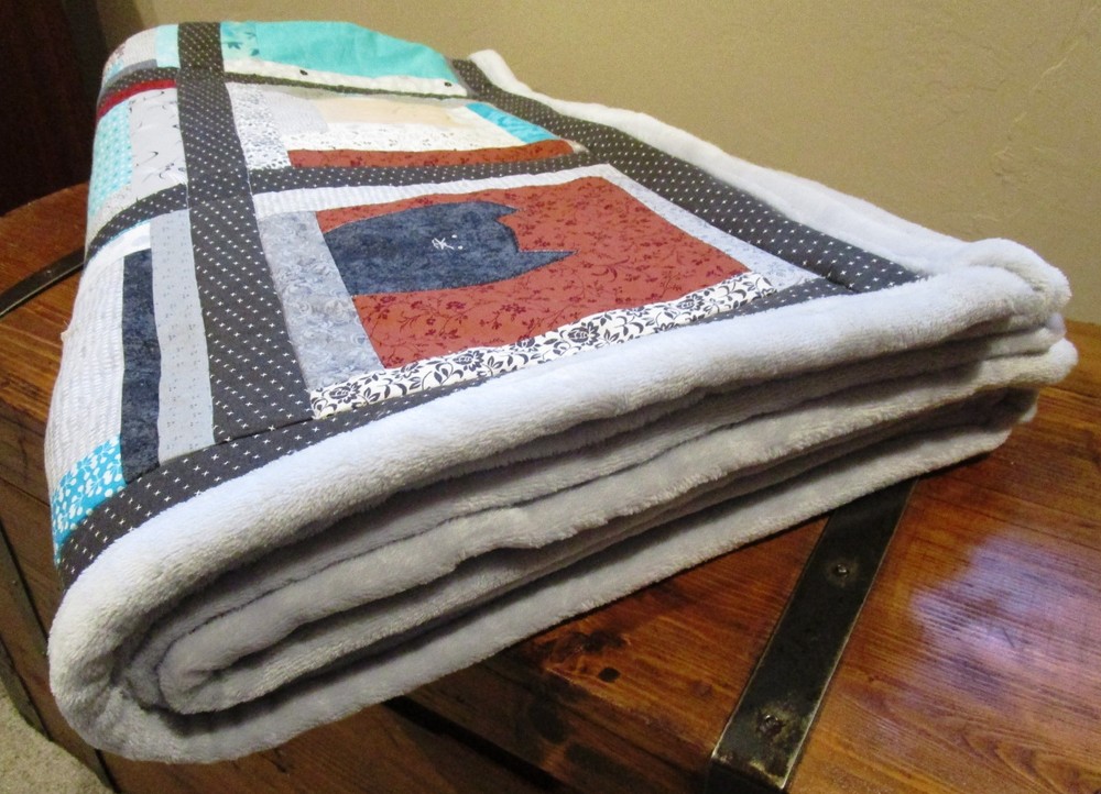 New Handmade Kitty Cat Patchwork Quilt Hand Embroidered Machine Quilted Blanket