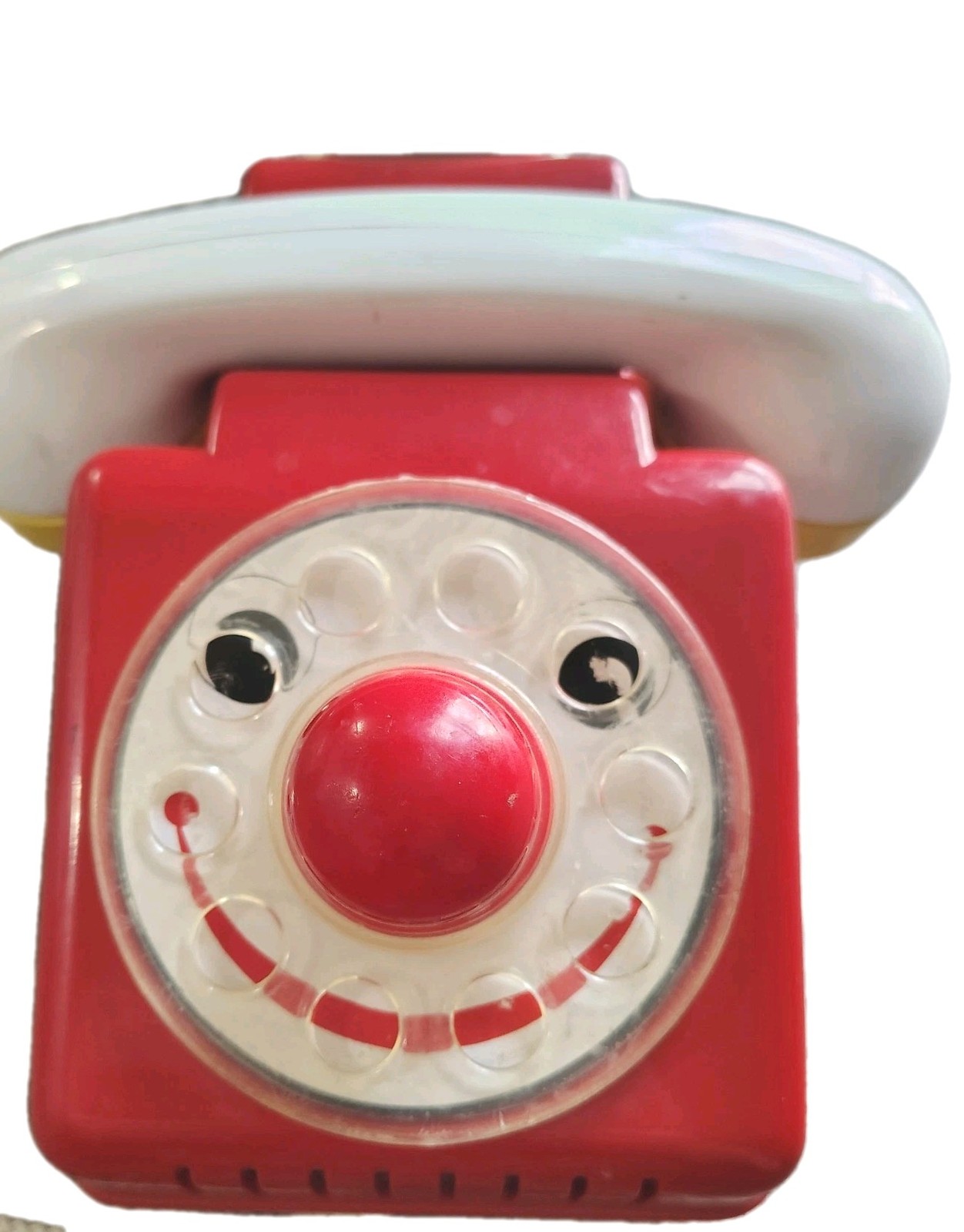 Vintage Toy Telephone Ambi Toys Pull Along Made in Holland Red Rotary Phone