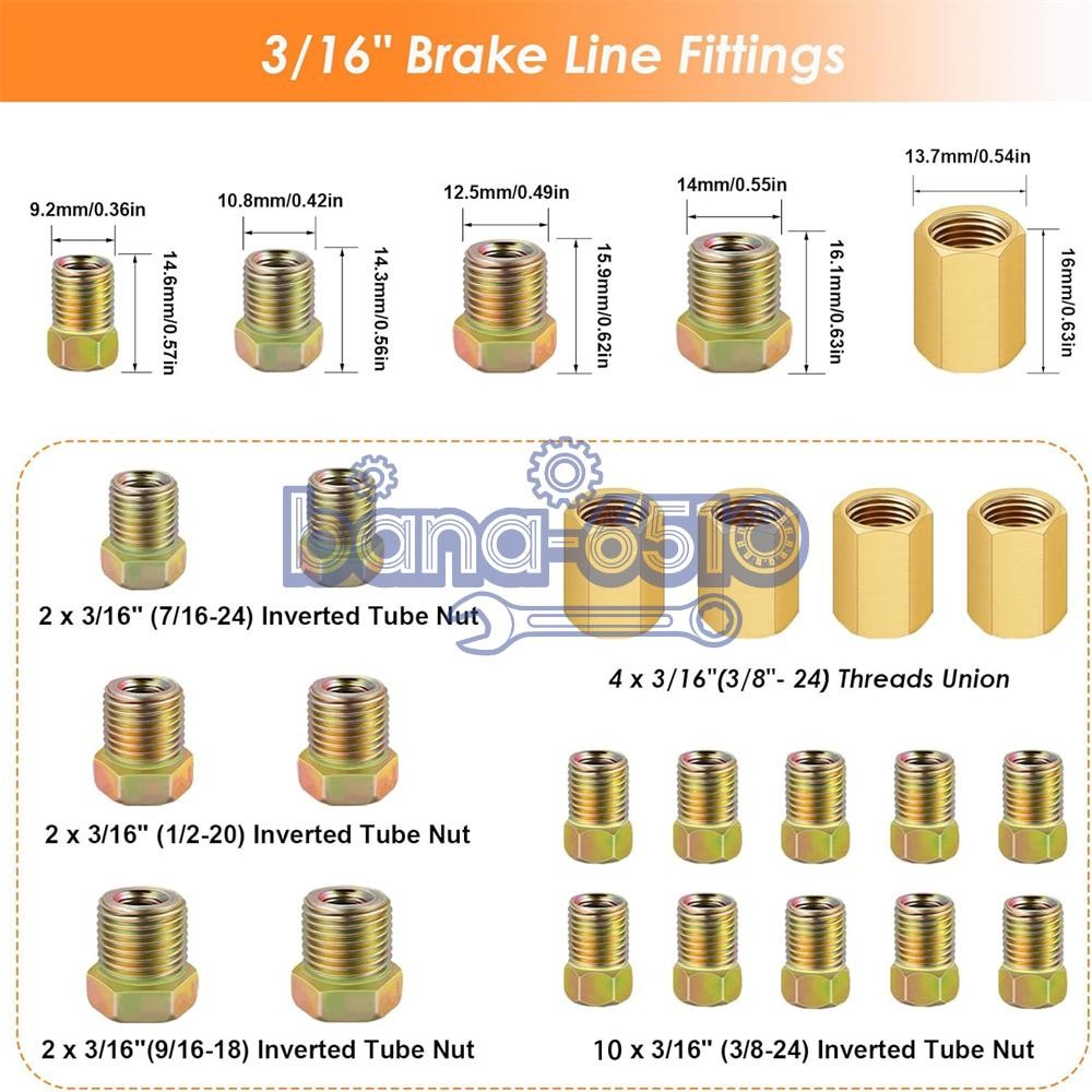 Brake Line Pipe Repair 20 Nuts Fittings Kit 3/16 25ft Copper Pipe Flaring Tools