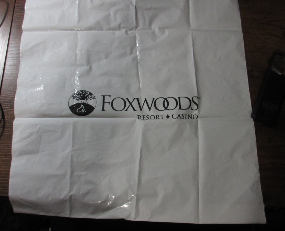 Foxwoods White Drawstring Plastic Bag 24" tall 18" wide - NEW