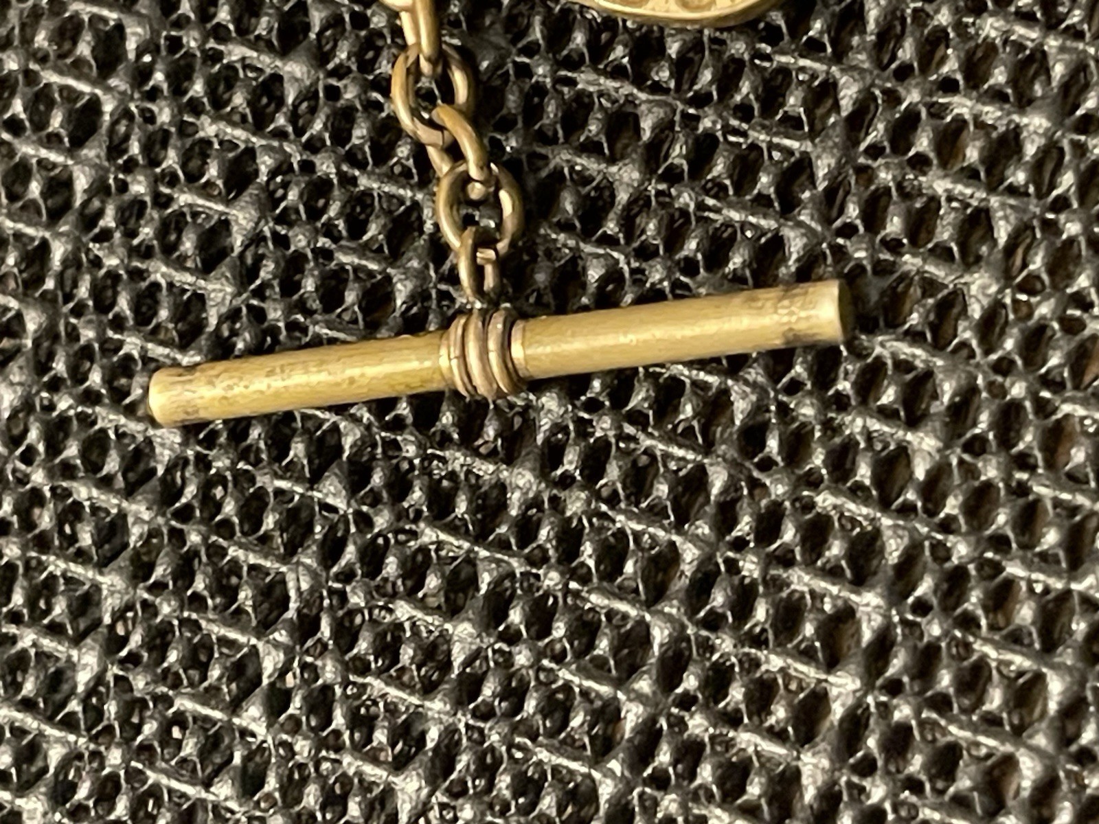 Antique E MFG CO Gold Filled Albert Pocket Watch Chain 12” Pendant FOB w/ T-Bar