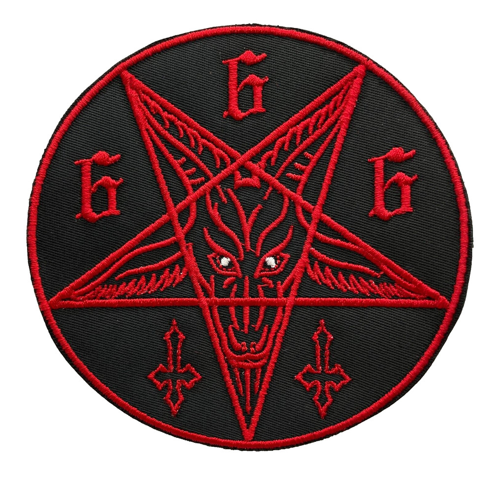 PENTAGRAM 666 RED WITH WHITE EYES PATCH EMBROIDERED PATCH