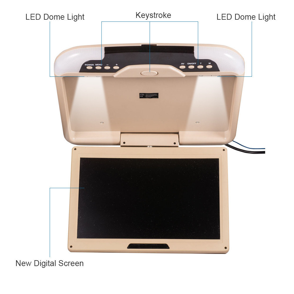 13inch Car Roof Monitor LCD TFT Overhead Flip Down Car Ceiling Screen Beige US