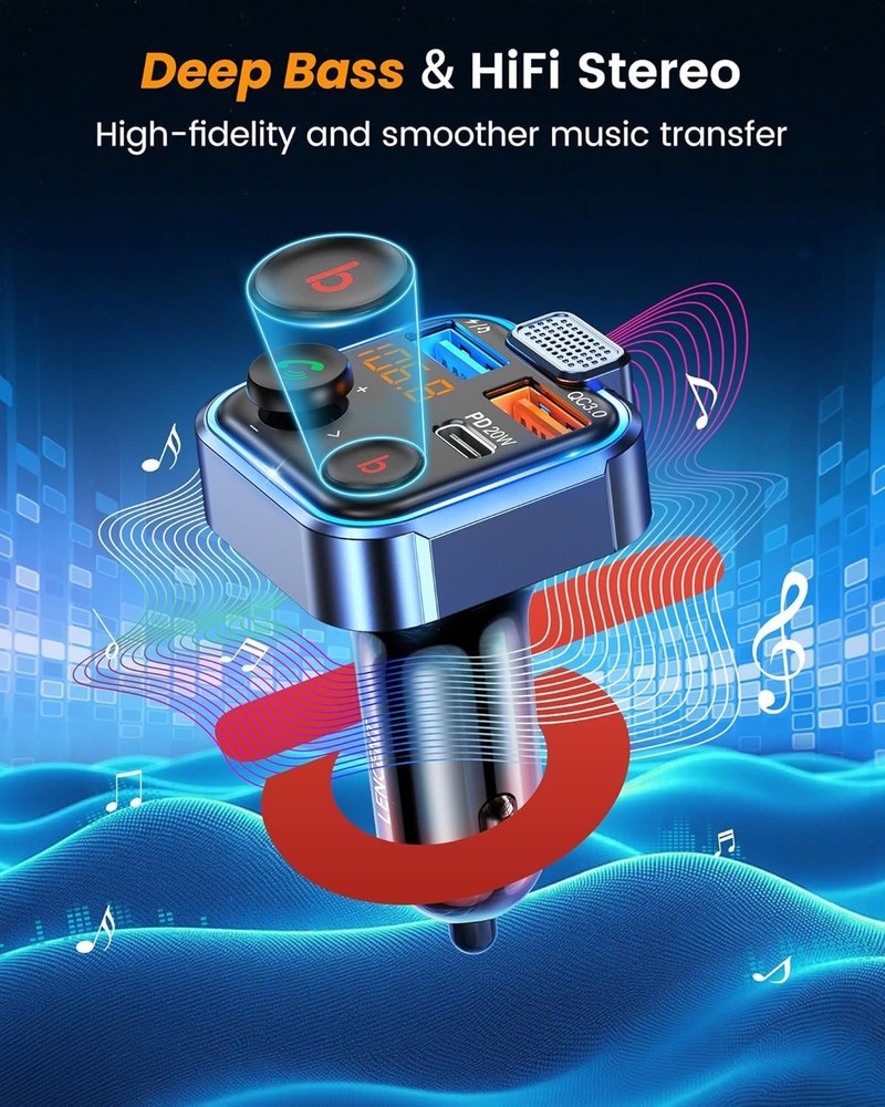 Bluetooth FM Transmitter: 20W Fast Charger & Ultimate Audio Experience