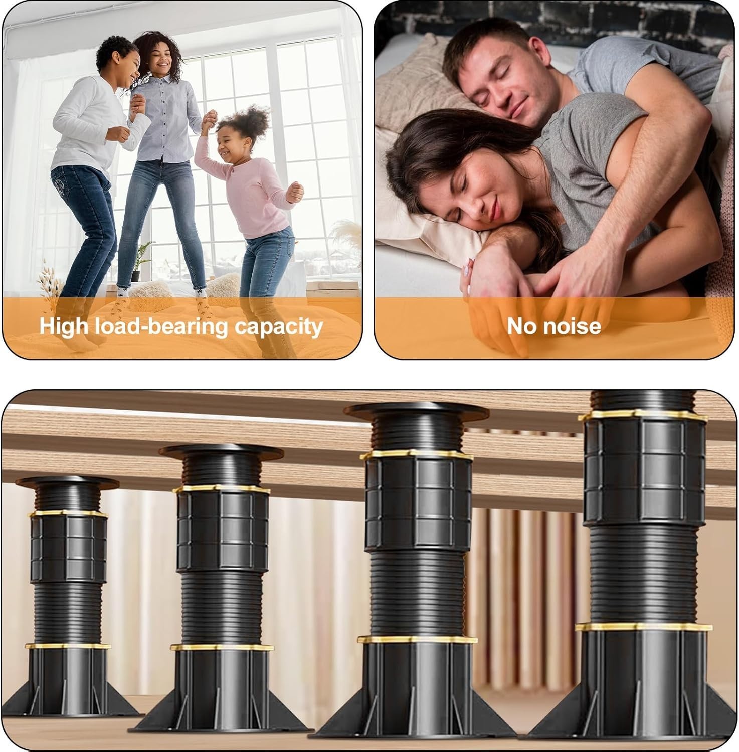 4 Pcs Adjustable Height Bed Support Legs 8.5-14.17 inch