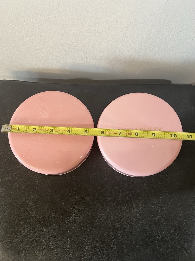 Vintage CHANTILLY Pink Marbled & Solid Dusting Powder EMPTY Containers W Lids