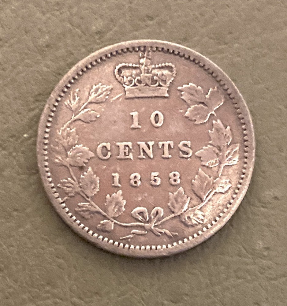 1858 Canada 10 Cents Silver Coin