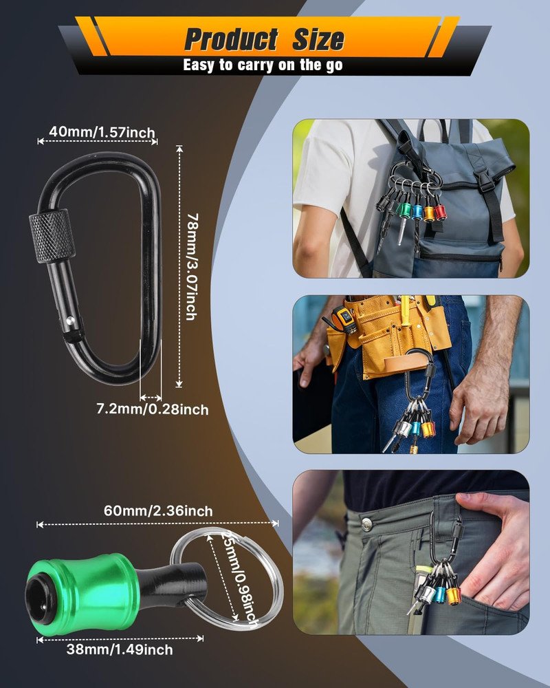 6PCS 1/4" Hex Bit Holder Keychain Quick Release Aluminum Set