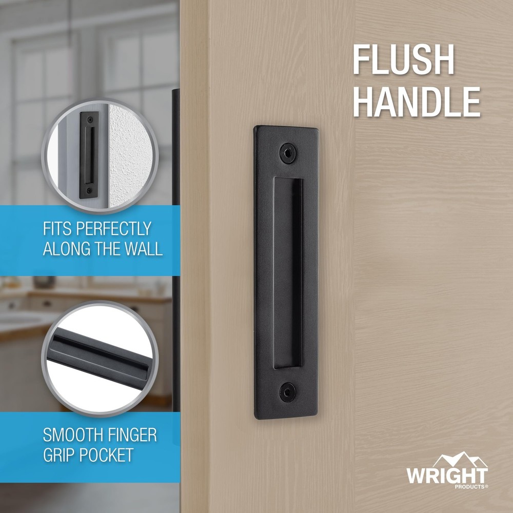 Wright Products Barn Door Pull Handle Set - Matte Black Interior Flush Mount