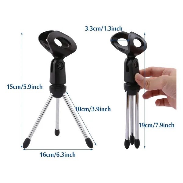 5 Core Mic Stand Adjustable Desktop Microphone Stands Tripod Portable Foldable