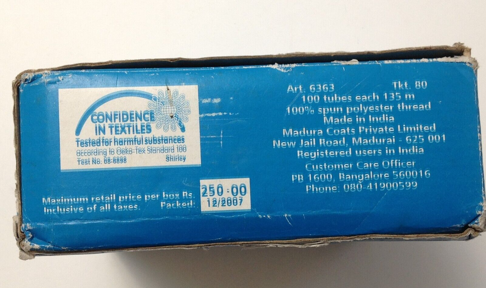Coats Polyester Sewing Thread Box of 100 Unique Colored Tubes Poly Spun