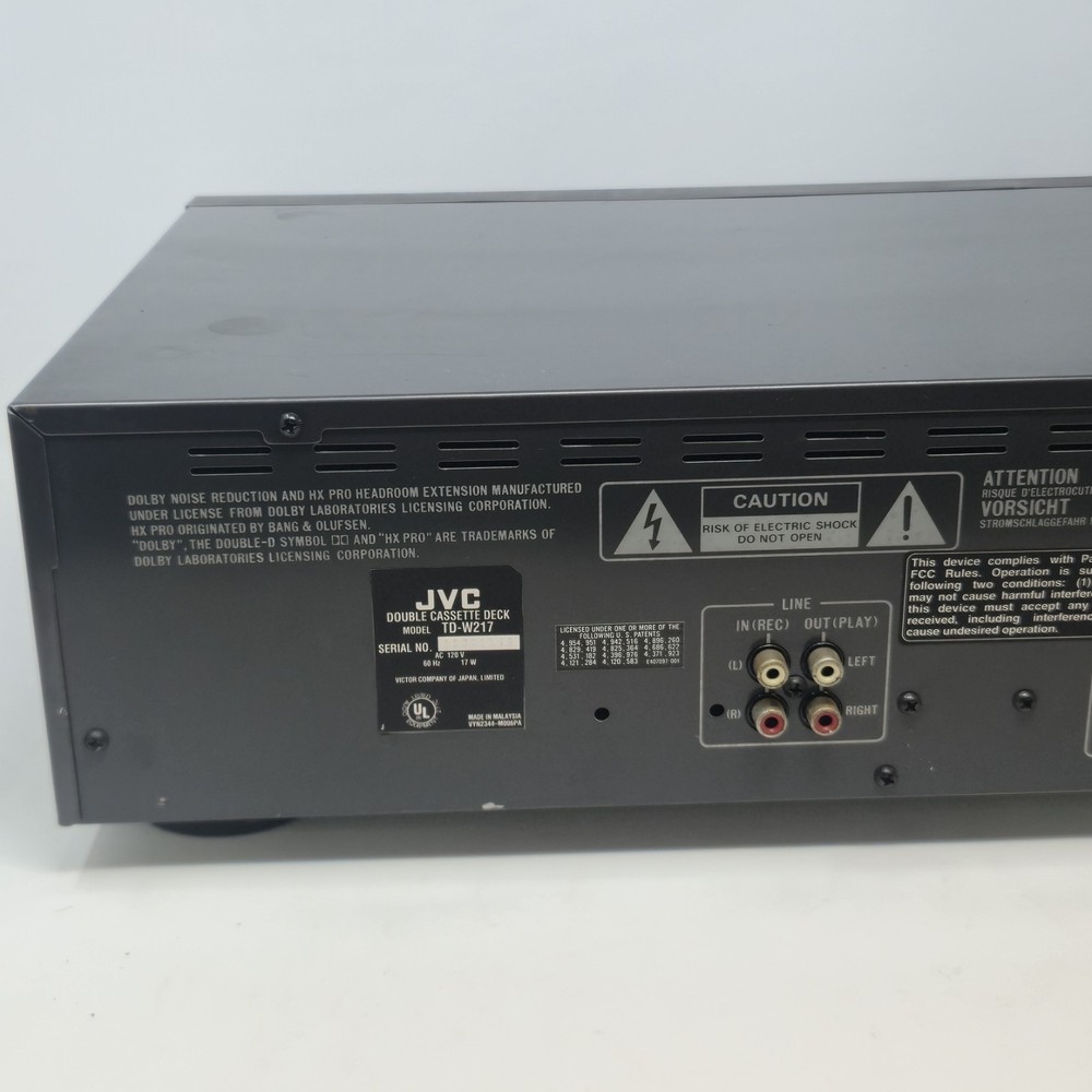 JVC TD-W217 Double Cassette Deck - Auto Reverse - Dolby B-C NR HX Pro - Untested