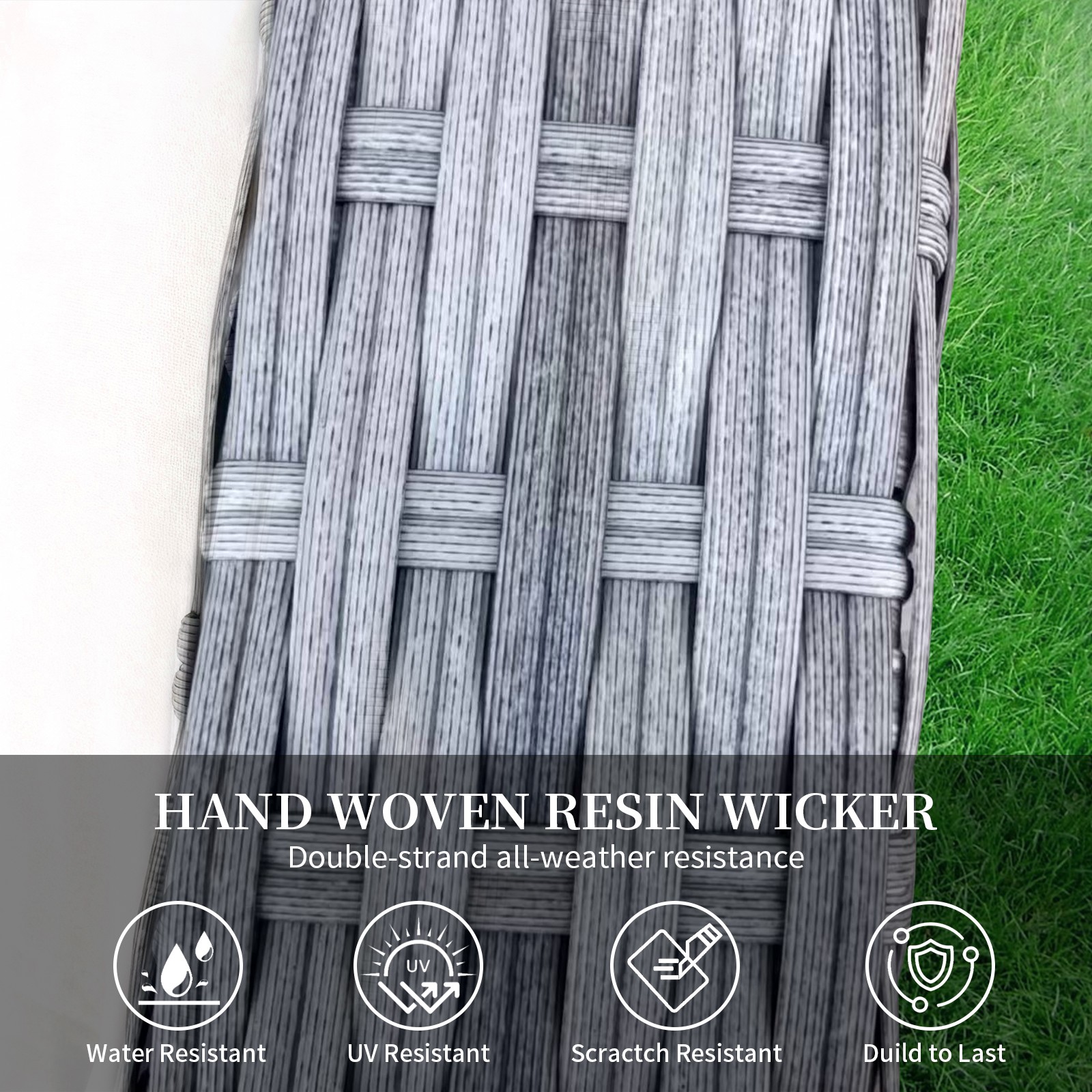 Outdoor Recliner, Patio Recliner Chair with Flip-up Table, Adjustable Backrest