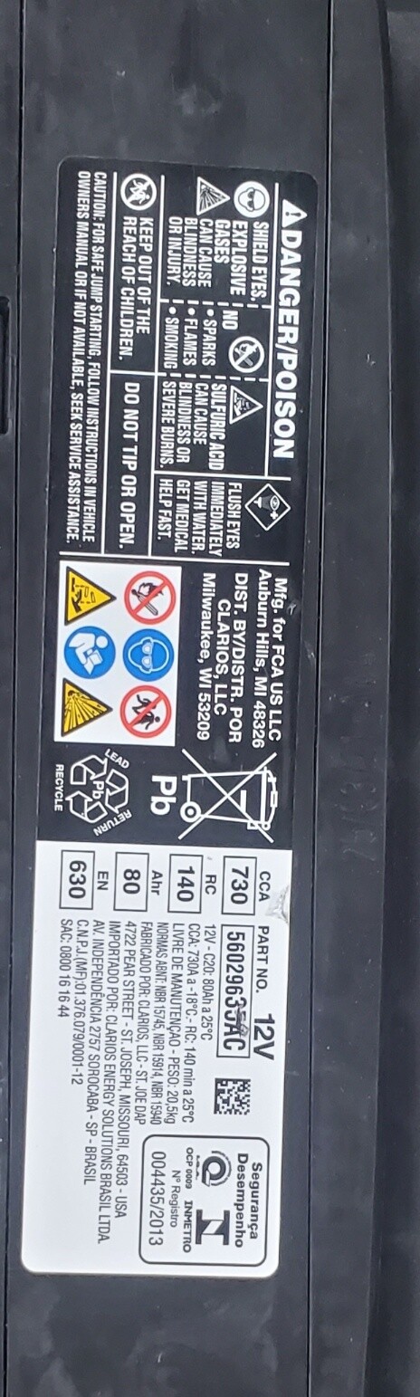 NEW OEM MOPAR BATTERY FOR DODGE CHRYSLER JEEP 1500 2011-2022 56029635AC