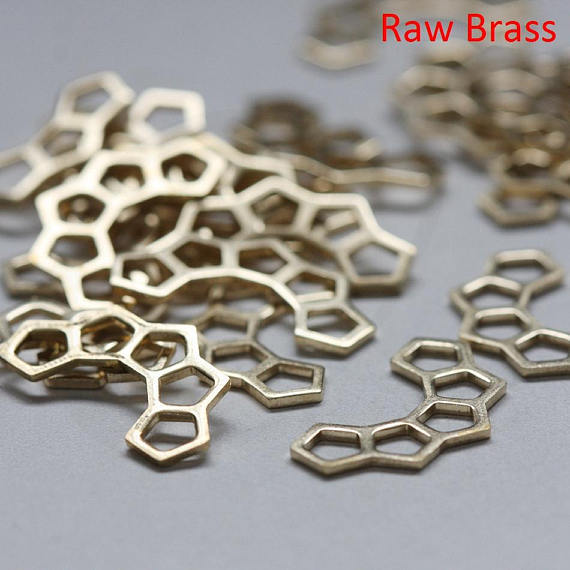 30 Pieces Raw Brass Honey Comb Link - 17.4x9.5mm (CW-3872C-D-476)