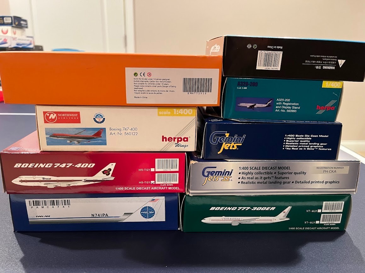 1:400 - Lot #7 Rare models - 9pcs including PANAM B 747 - YC/BB