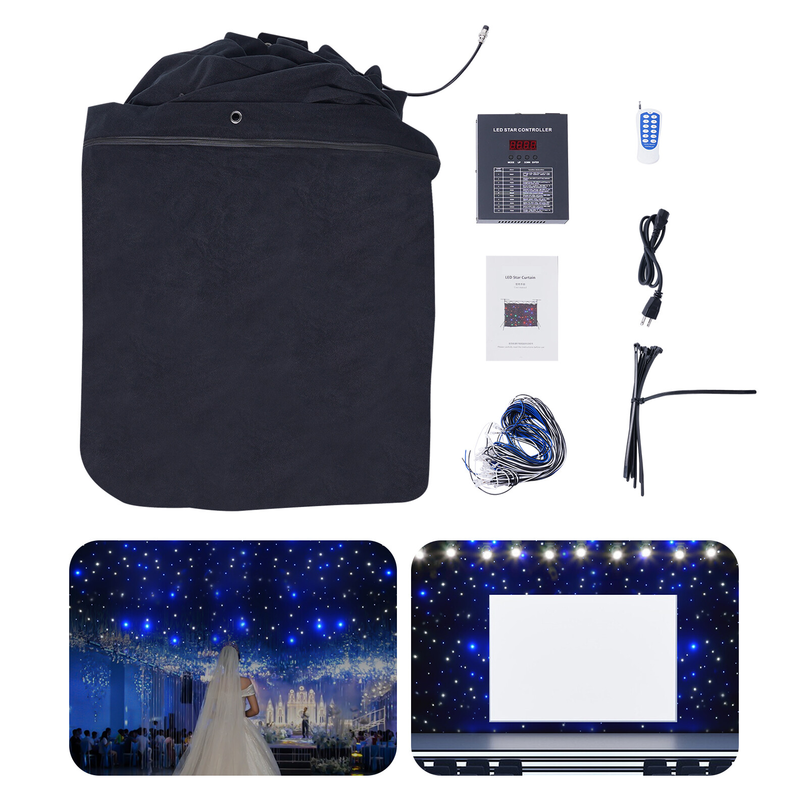 LED Star Stage Backdrop Star Curtain DMX512 Background Starry Sky + Controller