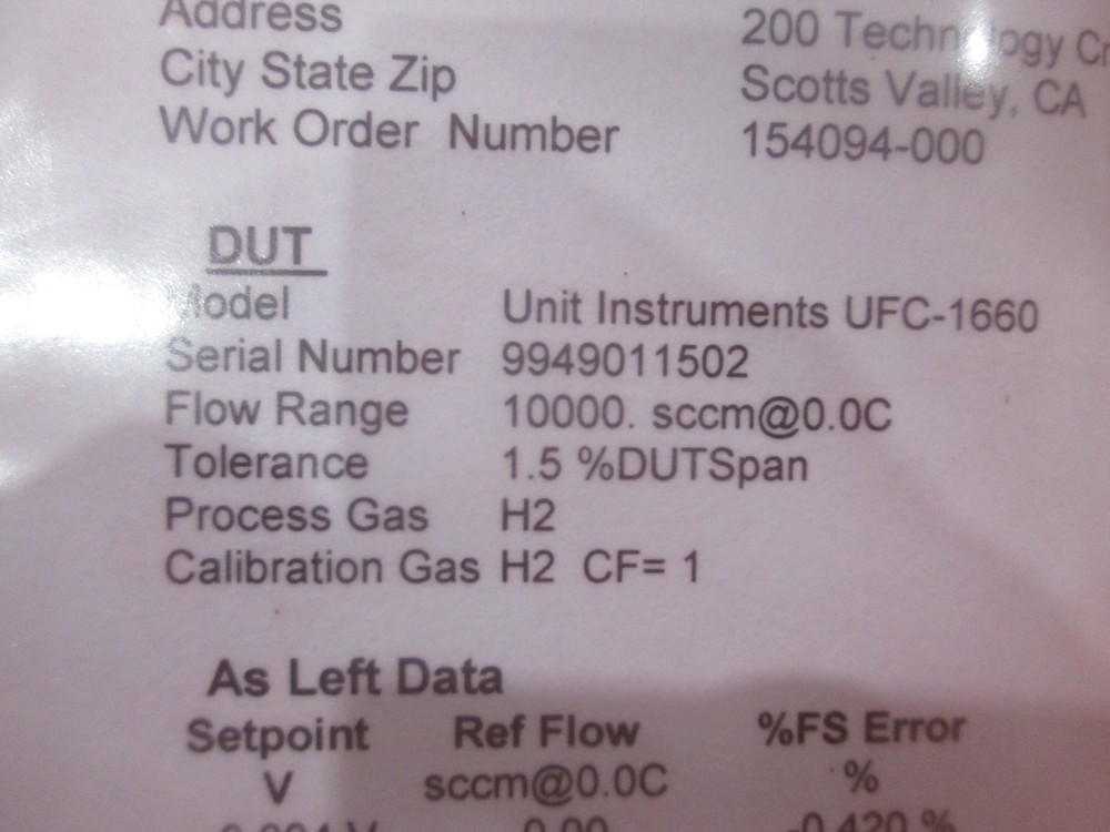 Unit, UFC-1660, 10000 sccm, H2, Mass Flow Controller, New