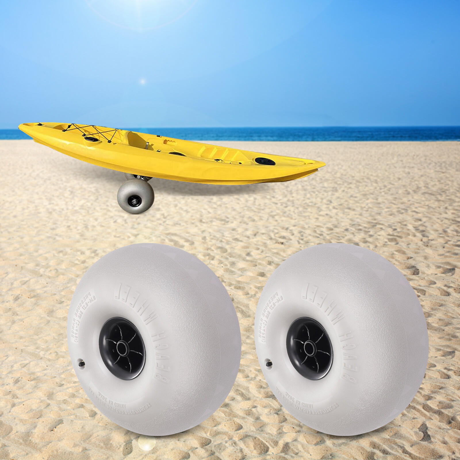 16" 2Pcs Beach Cart Wheels Replacement Beach Sand Tires For Kayak Dolly Canoe US