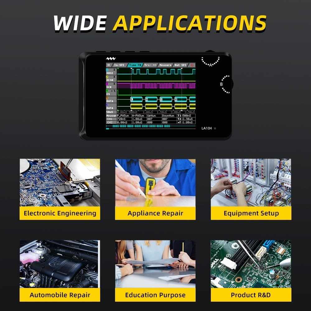 MINIWARE Pocket Logic Analyzer LA104, Portable Mini Size Handheld, Built-in R...