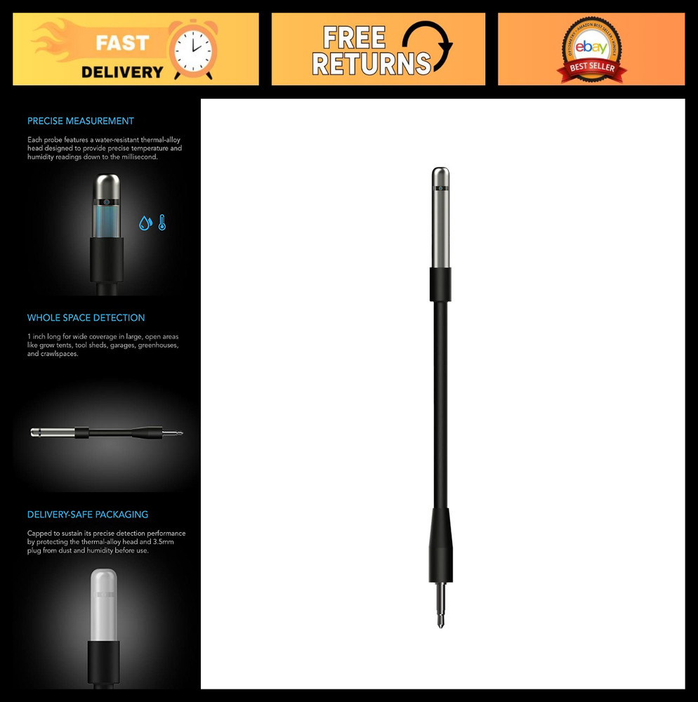 AC Infinity Controller Sensor Probe, Stainless Steel 1" Waterproof Temperature H