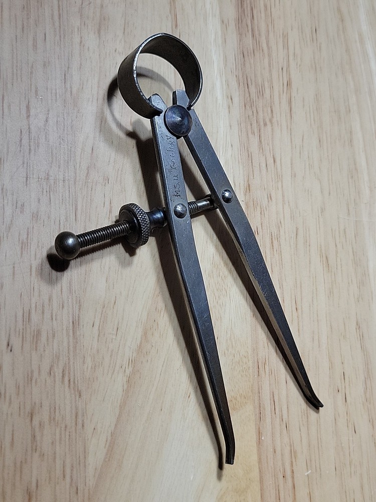 Union Tool Co Inside Caliper 5 inch Compass Machinist Drafting Tool Flat Leg