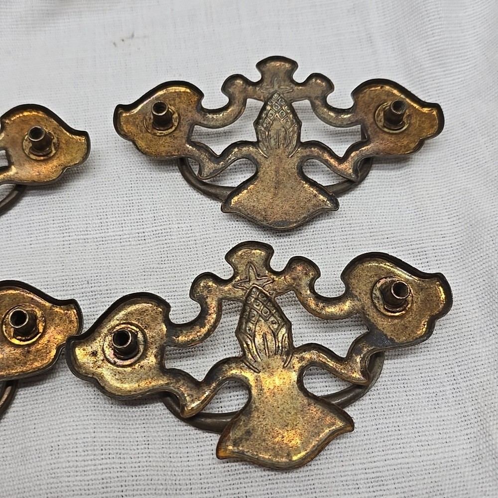 4 Early American Style Tin Dresser Chest Drawers Knobs Pulls Hardware 3"